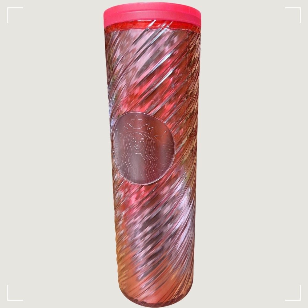 Starbucks 2022 Holiday Red Translucent Swirl Acrylic 16oz Tumbler Lid